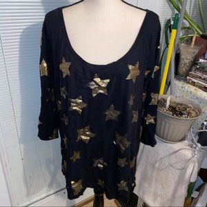 Lane Bryant 26/28 Black shirt with gold star print